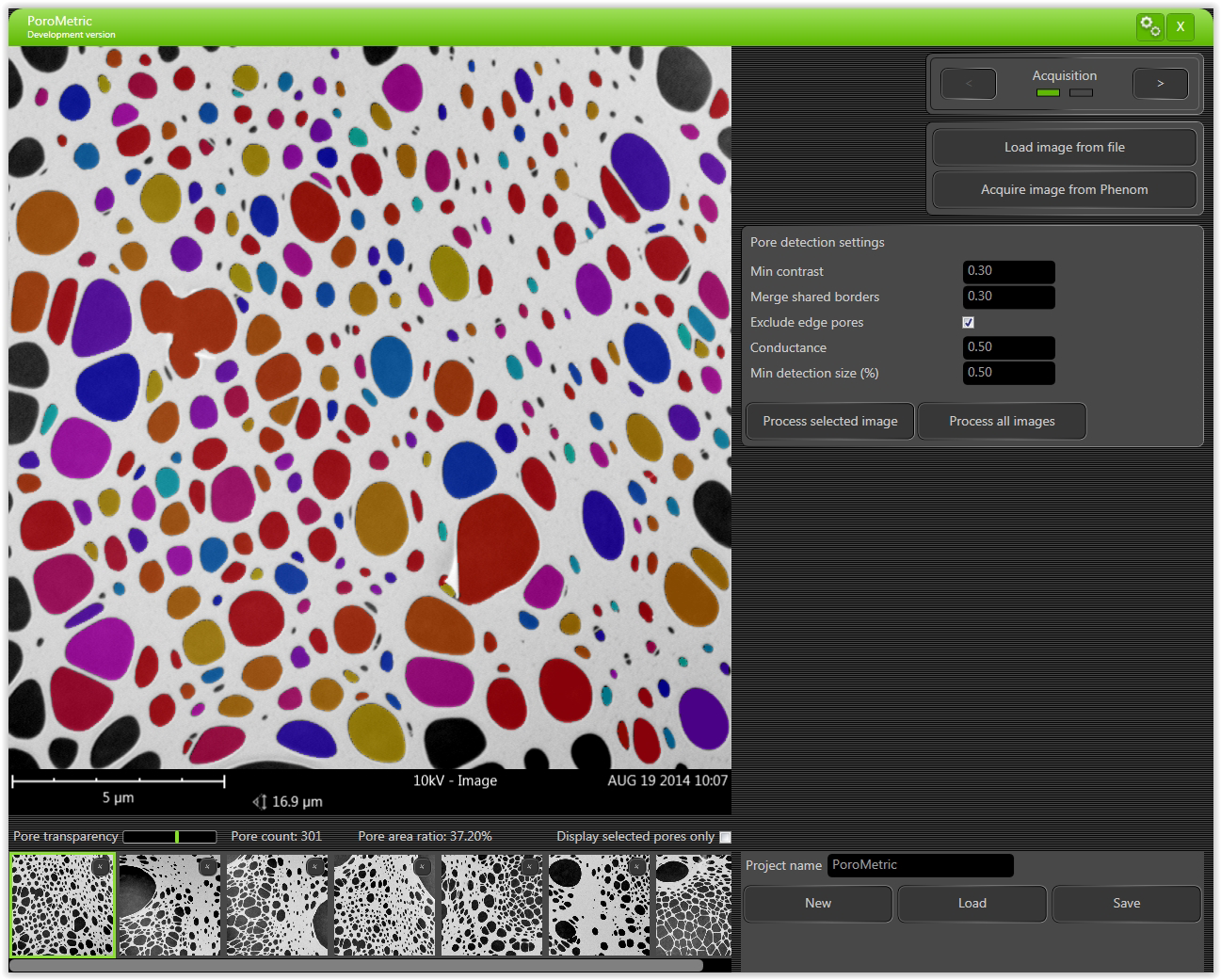 天工异彩扫描电子显微镜中孔隙测量软件的实例