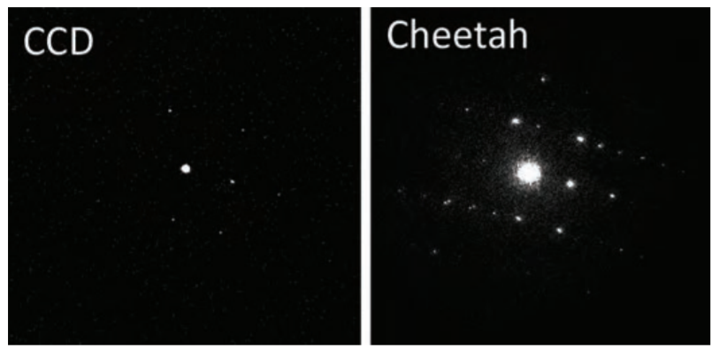 Cheetah直接电子探测器拍摄的衍射图