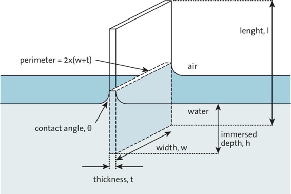 威廉板部分浸入水面的草图。