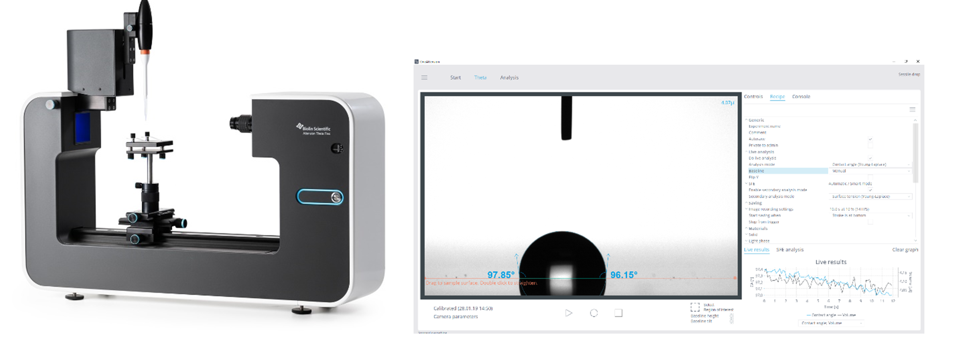 Theta Flex光学张力计和接触角数据输出