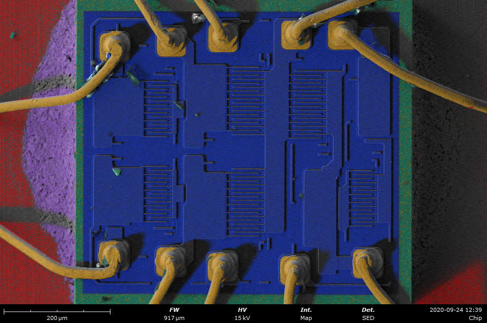 Phenom desktop SEM - EDS map of an electronic chip